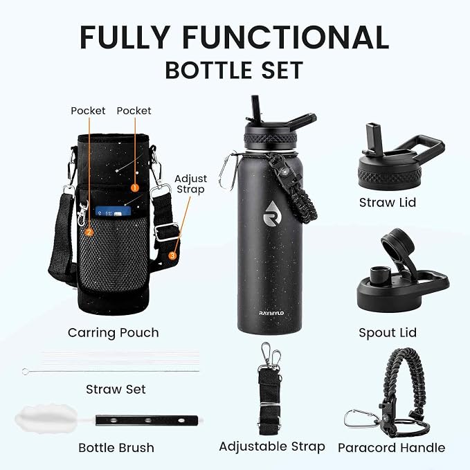 RAYMYLO Insulated Water Bottle 40 oz, Triple Wall Vacuum Stainless Steel | - Image 8