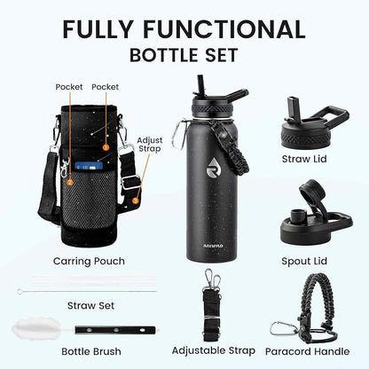RAYMYLO Insulated Water Bottle 40 oz, Triple Wall Vacuum Stainless Steel | - Image 8