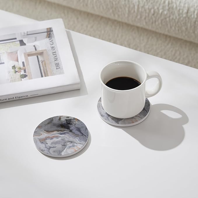 Set of 6 Abstract Dark Blue Marble Coasters - Image 2