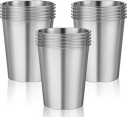 15 Pack Stainless Steel Cups for Kids and Adult Pint Tumbler Metal Cups Stackable Tumbler Shatterproof Metal Drinking Glasses for Travel Outdoor Camping (8 OZ)