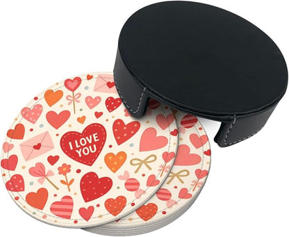 Pink Red Love Letter Heart Coasters - Image 7