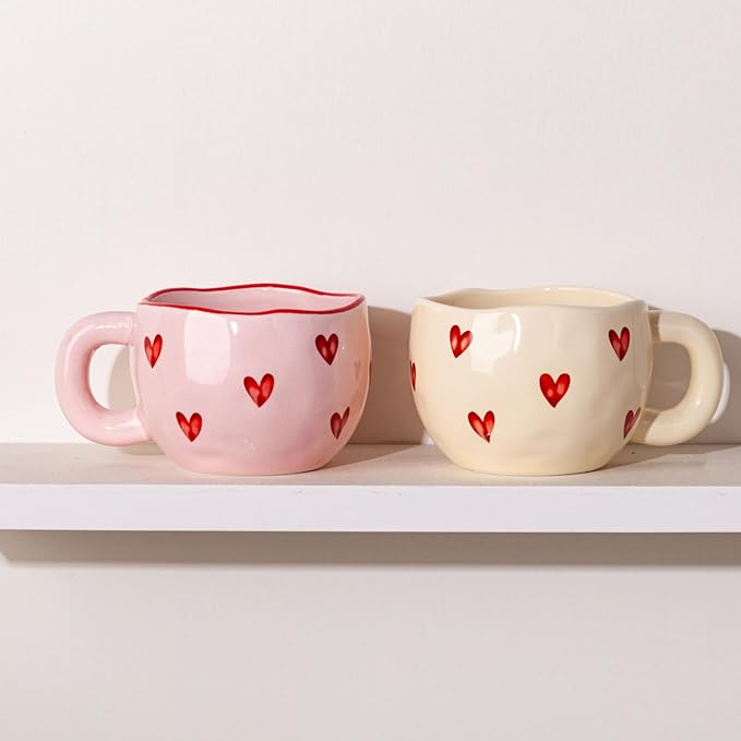 4pcs Ceramic Heart Mugs, 9.4OZ Cute Love Coffee Cup Set, Dishwasher Safe - Image 8