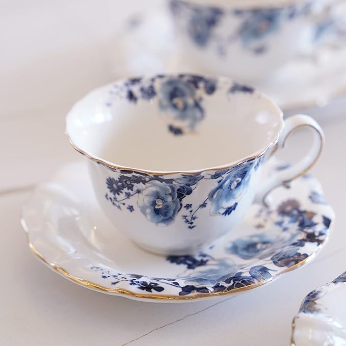 Ceramic Tea Cups Coffee Cup and Saucers Set of 4 - Image 5
