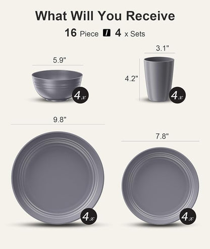 Quatish 16 Piece Plates and Bowls Sets - Image 2