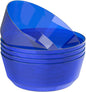 8 Pack Clear Blue Bowls for 4th of July | 128oz Heavy Duty Disposable Plastic by Hioasis