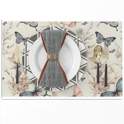 12"x18" Fairy Butterfly Pink Pale White Yellow Placemats Set of 4 Washable Thick Place Mats Kitchen Table Mats Decorative Linen Fabric Table Mat for Dining Table Kitchen Home Decor