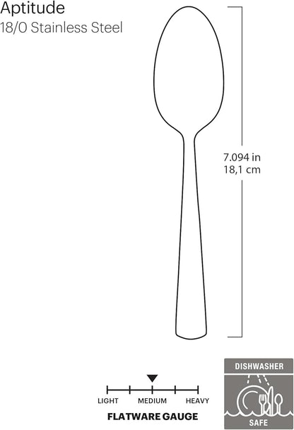 Oneida H084006D Aptitude Everyday Flatware Dinner Spoons, 7.1" L x 1.5" W - Image 2