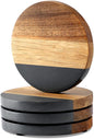 WLWNWFT Marble Acacia Wood Drinks Coasters Set of 4, Modern Rustic Wooden by WLWNWFT