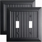 Beadboard Outlet Covers Wall Plates, Bamboo Fiber Light Switch Covers, Natural Material Electric Receptacle Decorative Switch Plate Outlet Cover Matte Black (2 Gang Toggle 2 Pack)