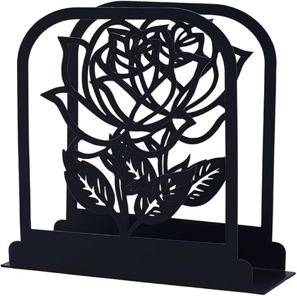 CRASPIRE Flower Standing Napkin Holder Black Metal Napkins Holders Retro Rose - Image 7
