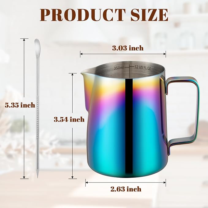Amrules Milk Frothing Pitcher, 12 oz Milk Frother Cup - Image 2
