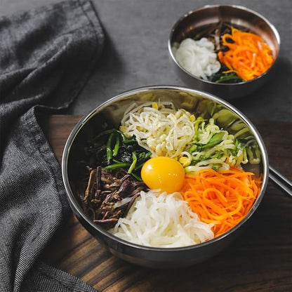4 Pack 40 Oz Stainless Steel bowl set with chopsticks, Metal Double=walled Insulated noodle bowl, cereal, Ice Cream, Soup, Korean Ramen, 7 Inch