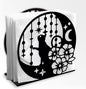 Cat Moon Decorative Black Metal Napkin Holder for Table, 4.9" x 4.9" x 2" Kitty Flower Standing Napkin Holder for Home Kitchen Restaurant Picnic Party Coffee Bar Dining Room