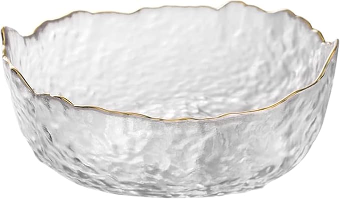 Glass Bowl for Salad Candy Fruit, Decorative Bowl-Crystal Clear Gold, 7.6" | by SYXLTSH