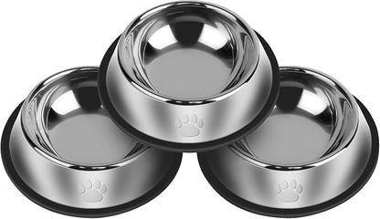 3Pcs Stainless Steel Dog Bowls Set by Serentive