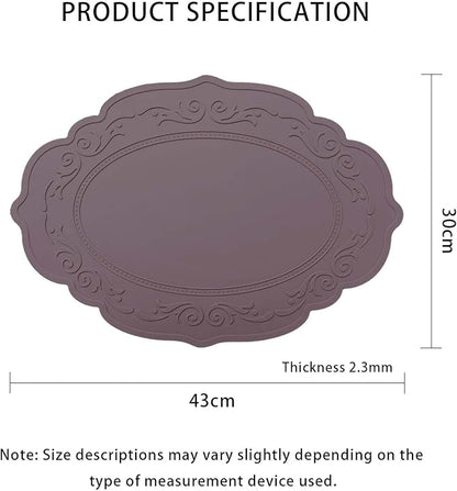 Silicone Placemats Set of 2, Oval Placemats,Heat Resistant Non-Slip Table Mat, Waterproof Silicone Placemat for Kids Large, Easy to Clean Dining Table Placemats by Siliconty(2, Cameo Brown)