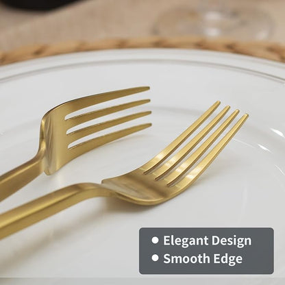 Alata Cube Matte Gold 40-Piece Flatware Set, Forged Cutlery Set, Service - Image 5