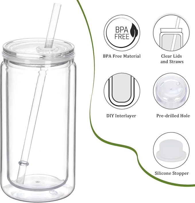 6 Pack 16 Oz Plastic Snow Globe Tumbler, Snowglobe Cups, Acrylic Snowglobe Cup - Image 3