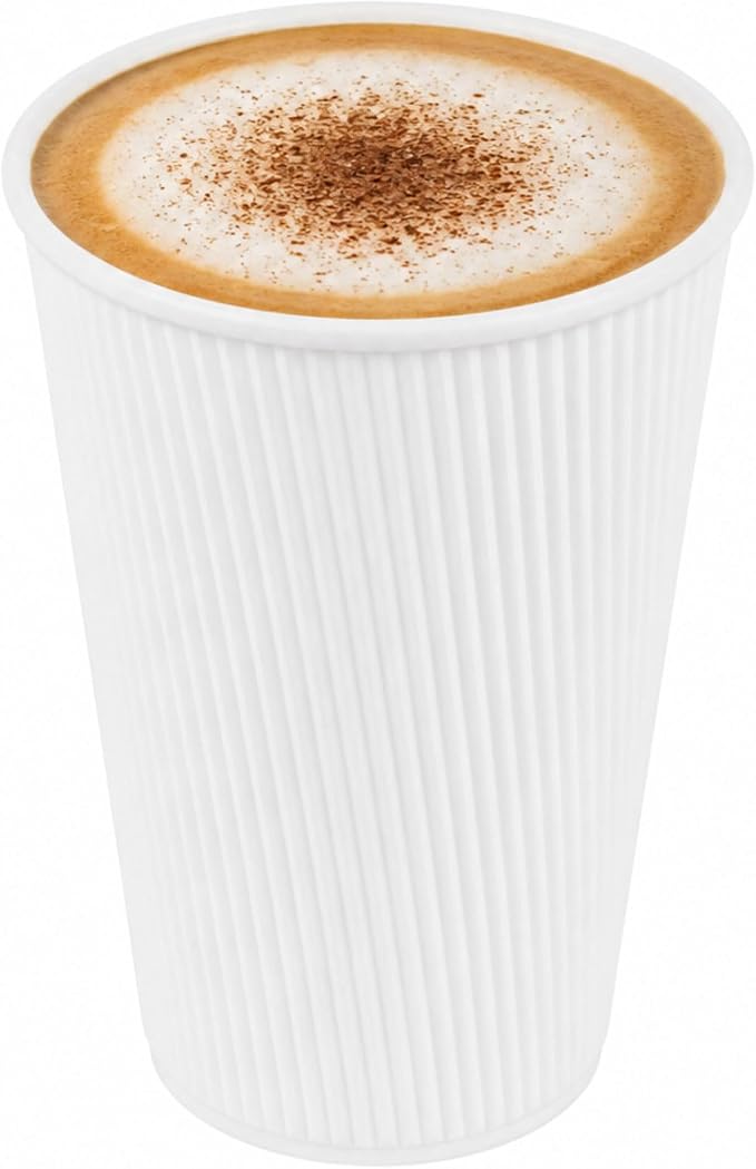 Restaurantware 16 Ounce Ripple Wall Disposable Coffee Cups, 500 Insulated White by Restaurantware