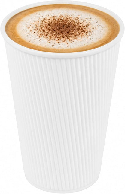 Restaurantware 16 Ounce Ripple Wall Disposable Coffee Cups, 500 Insulated White by Restaurantware