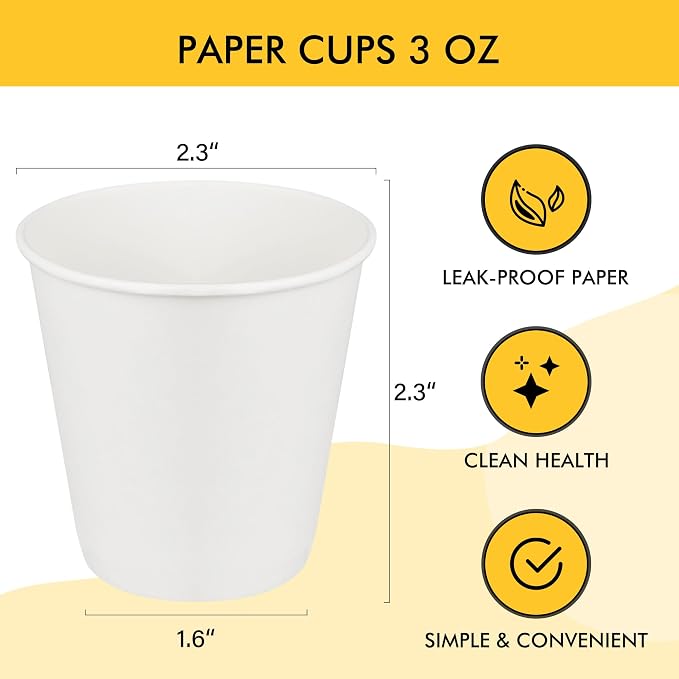 RACETOP 3 oz 300 Pack Small White Disposable Paper Cups | - Image 2