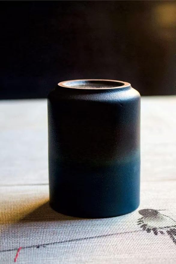 Japanese Ceramic Tea cups black and green style, handleless ceramic mug - Image 4