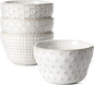 LE TAUCI Small Bowls 8 oz, Dessert Bowl, Ice Cream Bowl for Chili Dipping Sauce Coffee Bouillon, Ceramic Soup Cups - 4 inch, Set of 4, Arctic White