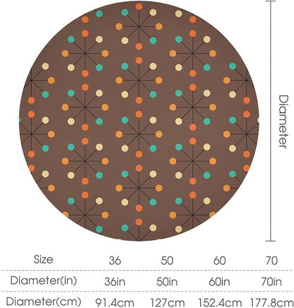 Mid Century Boho Round Tablecloth, 50s Mid Century Modern Geometric Pattern Tablecloth for Home Party Dining Room Kitchen Decor 50Inch(127cm)