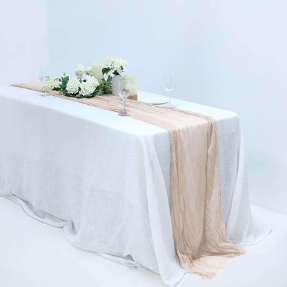 Efavormart 10ft Warm Beige Cheesecloth Table Runner by efavormart