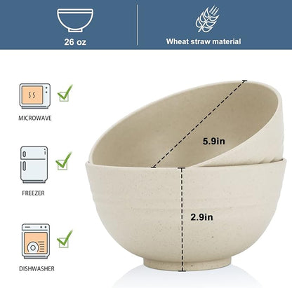 Wheat Straw Bowl Sets, Microwave and Dishwasher Safe Bowls, Kitchen Bowl - Image 2
