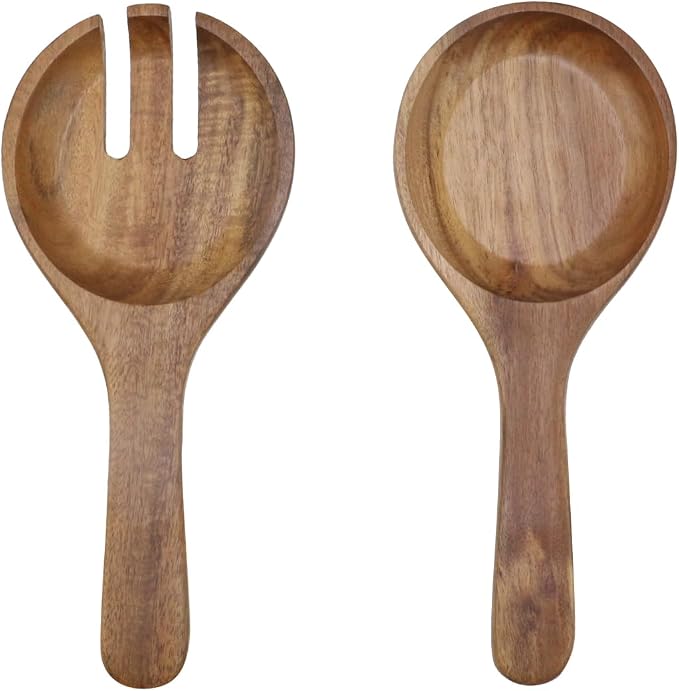 Wooden Salad Tongs Wood Salad Servers Serving Spoons - Image 3
