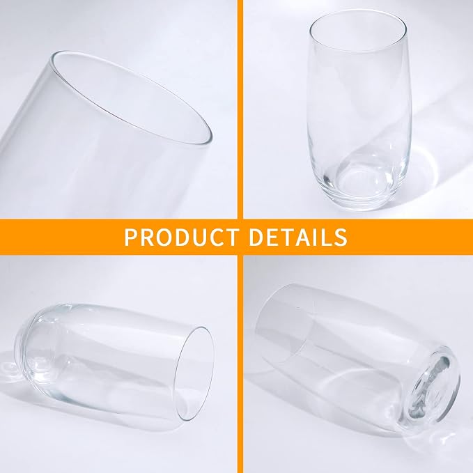 Highball Glasses Set of 4, Tall Drinking Glasses 18oz | Clear Cocktail Glass Cup - Image 3