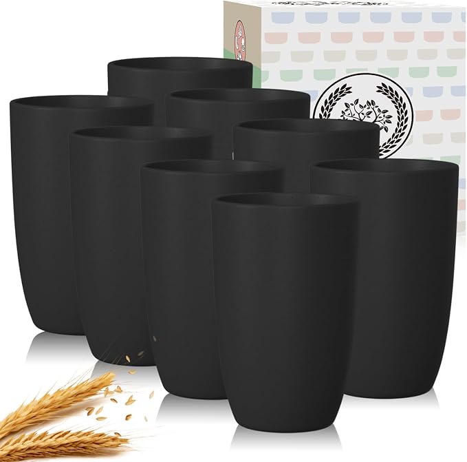 Homienly Wheat Straw Cups 8 PCS Plastic Cups Unbreakable Drinking Cup Reusable by HOMIENLY