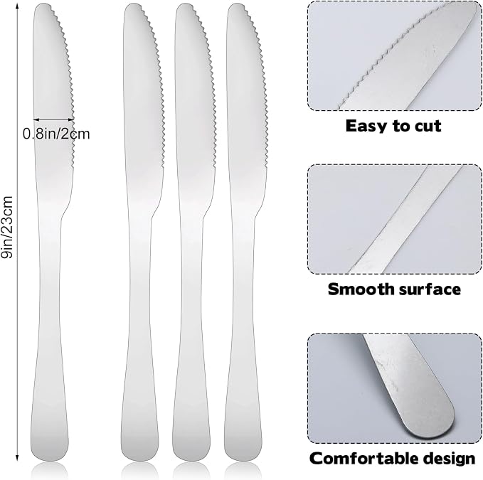 160-Piece Stainless Steel Dinner Knife Set: 8.7 Inch Serrated Table Knives - Image 2