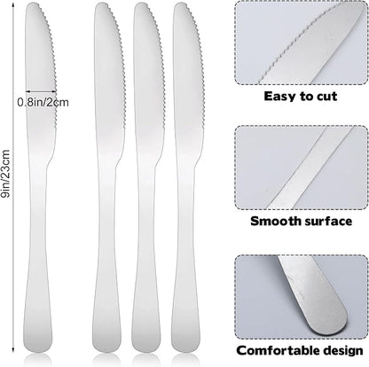 160-Piece Stainless Steel Dinner Knife Set: 8.7 Inch Serrated Table Knives - Image 2