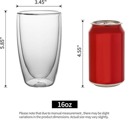 NIRA.Z 2 Pack 16oz Double Wall Glass Coffee Mugs, No Hole Bottom, Insulated - Image 3