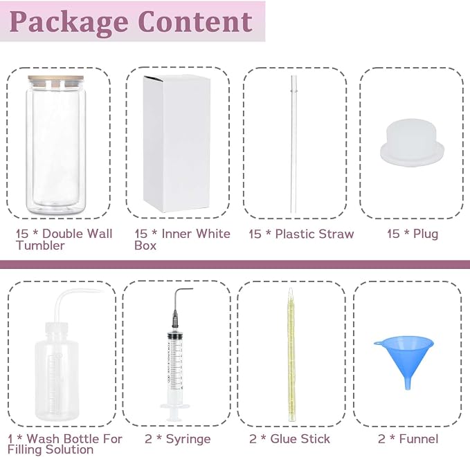 Maucircol 15 Pack Acrylic Snow Globe Tumbler, 20 Oz Pre Drilled Double Wall - Image 2