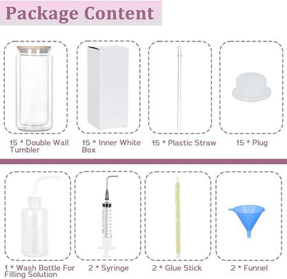 Maucircol 15 Pack Acrylic Snow Globe Tumbler, 20 Oz Pre Drilled Double Wall - Image 2