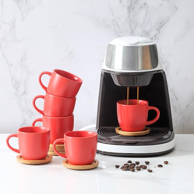HASENSE Espresso Cups and Saucers Set of 6, 3.5 OZ Demitasse Cups - Image 6