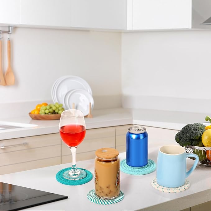 8 Pcs Coasters for Drink with Holder, 4 Colors Absorbent Coasters for Drinks - Image 6
