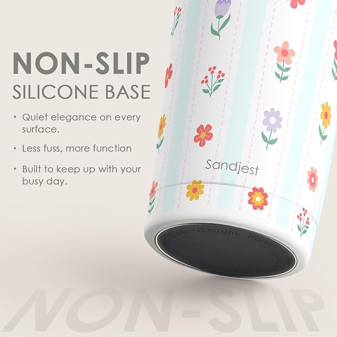 SANDJEST Floral Tumbler 20oz, Stainless Steel Travel Cup - Image 4