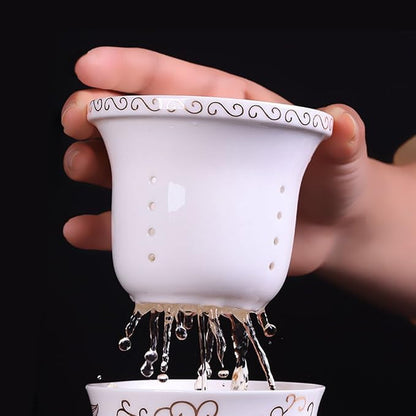 Porcelain Tea Cup with Infuser Lid and Saucer Sets - Image 3
