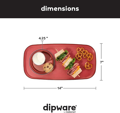 madesmart dipware Small Serving Plate, Stackable & Removable Dip Bowl for Salsa, Queso, Salad, Olives, Dishwasher & Microwave Safe, Multipurpose Plate & Bowl, Red