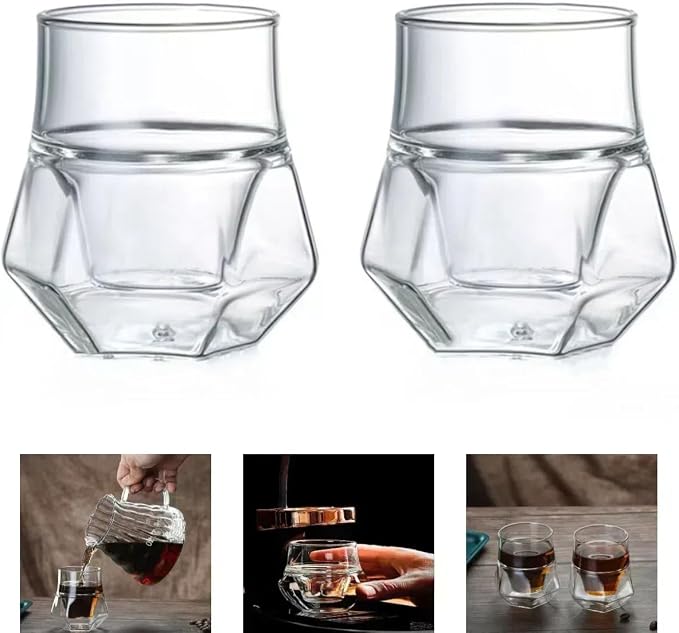 Set of 2 Coffee Cups, Double Wall Glass Anti-scald Cups, Coffe Cups, Tea Mug by Unknown