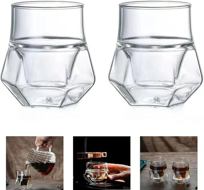 Set of 2 Coffee Cups, Double Wall Glass Anti-scald Cups, Coffe Cups, Tea Mug by Unknown