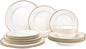 EURO Porcelain 20-pc. Dinner Set Service for 4, 24K Gold-plated Luxury Bone China Tableware ("Amanda" 5669-20G)