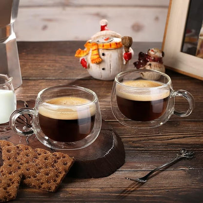 glastal German Quality 4 Oz Insulated Double Wall Glass Espresso Cups, Espresso - Image 6