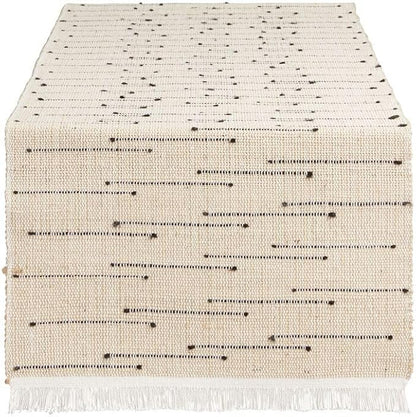 Woven Jute with Ivory/Black Handcrafted Details Decorative Table Runner by ChardinHome