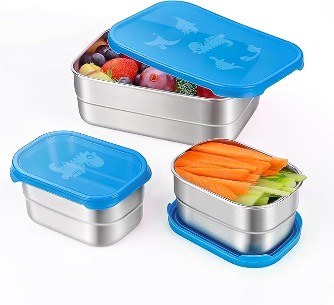 3 CUP+1 CUP Stainless Steel Lunch Snack Containers Set | Leak Proof 304 by Tanjiae