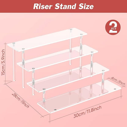4 Tier Acrylic Display Risers, Clear Perfume Organizer Stand, Large Cupcake Stand Holder, Dessert Display for Party, Display Shelf for Figure and Collection, Riser Stand for Decoration and Organizer